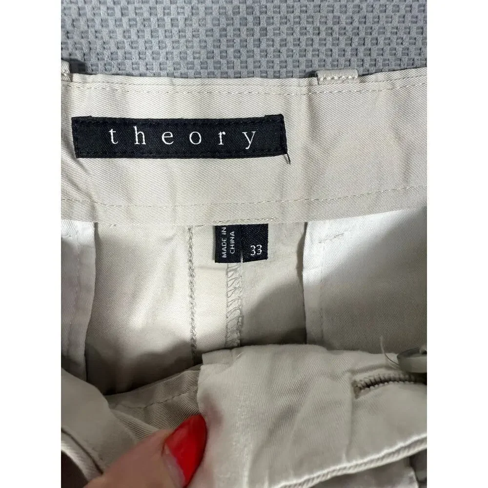 Theory Men’s Cotton Blend Shorts Beige Size 33 - Picture 5 of 5